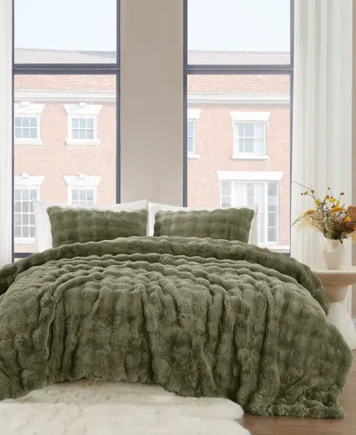 Brooklyn Loom Bubble Faux Fur 3-pc. Comforter Set, Full/queen In Green