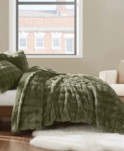 Brooklyn Loom Bubble Faux Fur 3-pc. Comforter Set, Full/queen In Green