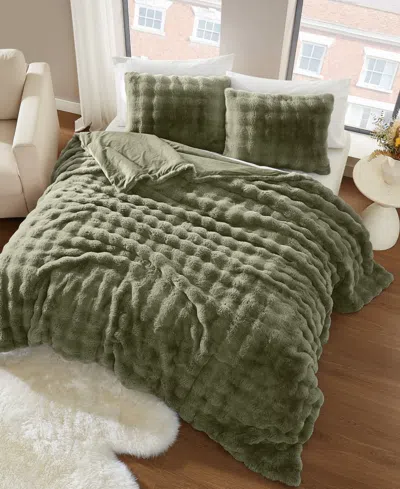 Brooklyn Loom Bubble Faux Fur 3-pc. Comforter Set, King In Green