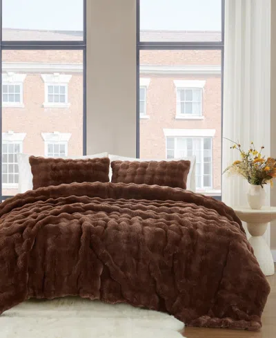 Brooklyn Loom Bubble Faux Fur 3-pc. Comforter Set, Full/queen In Brown