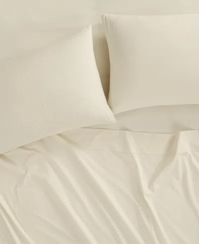 Brooklyn Loom Solid Cotton Percale 3-pc. Sheet Set, Twin In Neutral