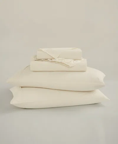 Brooklyn Loom Solid Cotton Percale 3-pc. Sheet Set, Twin In Neutral