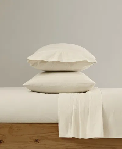 Brooklyn Loom Solid Cotton Percale 3-pc. Sheet Set, Twin Xl In Neutral