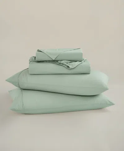 Brooklyn Loom Solid Cotton Percale 3-pc. Sheet Set, Twin In Green