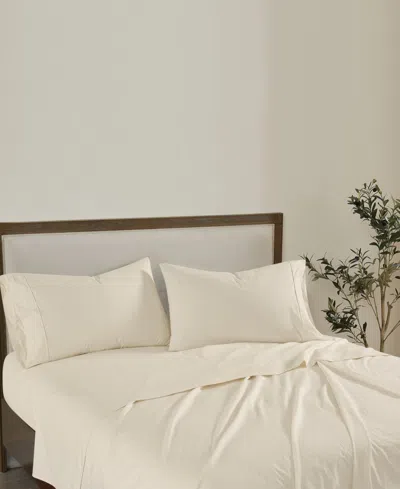 Brooklyn Loom Solid Cotton Percale 4-pc. Sheet Set, Full In Gray