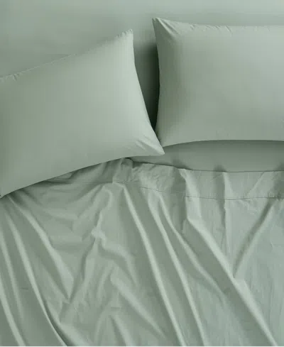 Brooklyn Loom Solid Cotton Percale 3-pc. Sheet Set, Twin Xl In Green