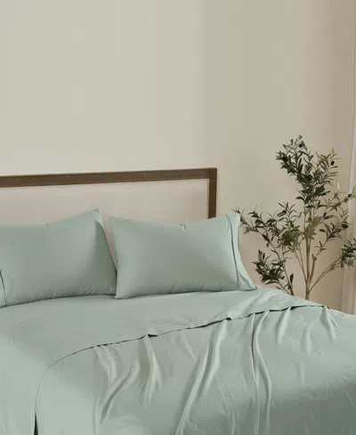 Brooklyn Loom Solid Cotton Percale 4-pc. Sheet Set, Queen In Green
