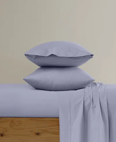 Brooklyn Loom Solid Cotton Percale Sheet Set In Purple