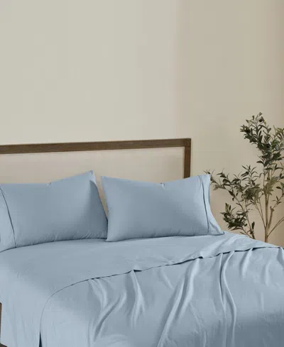 Brooklyn Loom Solid Cotton Percale 3-pc. Sheet Set, Twin In Blue