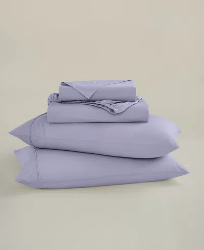 Brooklyn Loom Solid Cotton Percale Sheet Set In Purple