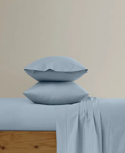 Brooklyn Loom Solid Cotton Percale 4-pc. Sheet Set, King In Blue