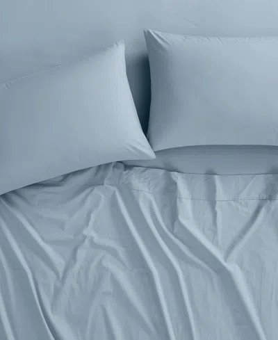 Brooklyn Loom Solid Cotton Percale 4-pc. Sheet Set, King In Blue