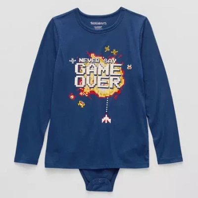 Thereabouts Little & Big Kid Boys Bodysuit Closure Easy-on + Easy-off Adaptive Crew Neck Long Sleeve Bodysuit In Blue
