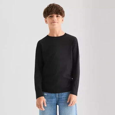 Thereabouts Little & Big Kid Boys Crew Neck Long Sleeve T-shirt In Black