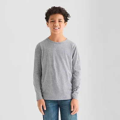 Thereabouts Little & Big Kid Boys Crew Neck Long Sleeve T-shirt In Gray