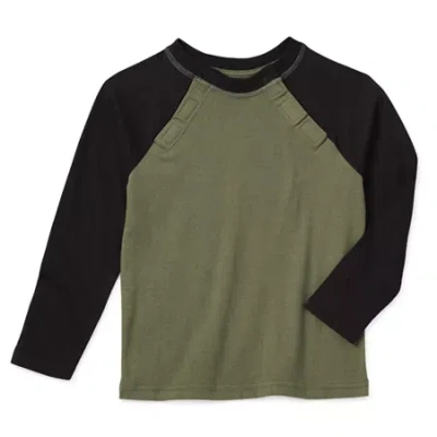 Thereabouts Little & Big Kid Boys Easy-on + Easy-off Sensory Friendly Crew Neck Long Sleeve Adaptive T-shirt In Green
