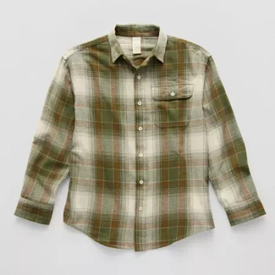 Thereabouts Little & Big Kid Boys Long Sleeve Regular Fit Flannel Shirt In Green