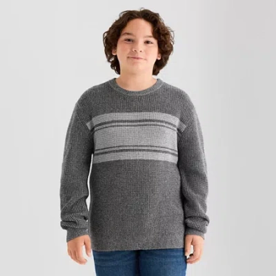 Thereabouts Little & Big Kid Boys Crew Neck Long Sleeve Pullover Sweater In Gray