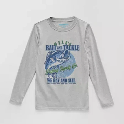 Thereabouts Little & Big Kid Boys Crew Neck Long Sleeve Regular Fit Graphic T-shirt In Gray