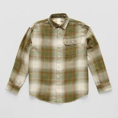 Thereabouts Little & Big Kid Boys Easy-on + Easy-off Long Sleeve Adaptive Regular Fit Flannel Shirt In Green