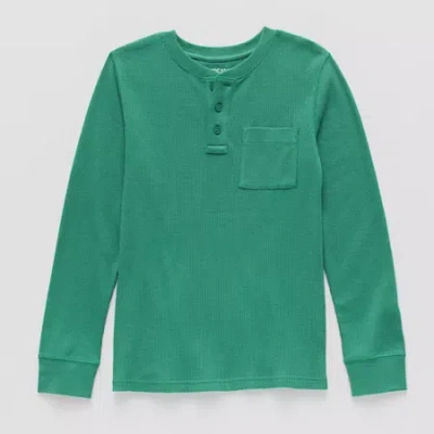 Thereabouts Little & Big Kid Boys Henley Neck Long Sleeve Regular Fit Thermal Top In Green