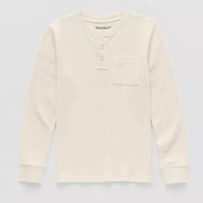 Thereabouts Little & Big Kid Boys Henley Neck Long Sleeve Regular Fit Thermal Top In Sand