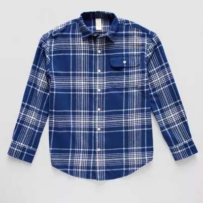 Thereabouts Little & Big Kid Boys Long Sleeve Regular Fit Flannel Shirt In Blue