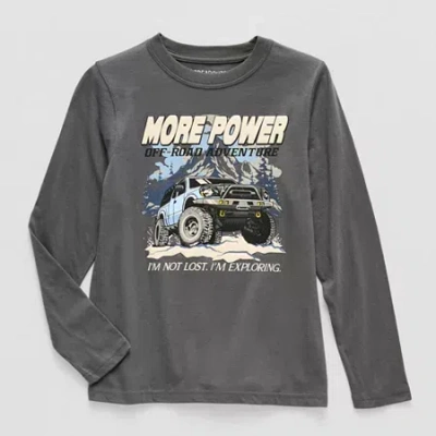 Thereabouts Little & Big Kid Boys Crew Neck Long Sleeve Regular Fit Graphic T-shirt In Black