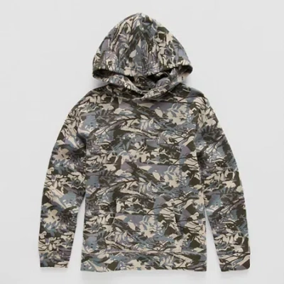 Thereabouts Little & Big Kid Boys Easy-on + Easy-off Hidden Access Opening Long Sleeve Adaptive Fleece Hoodie In Green