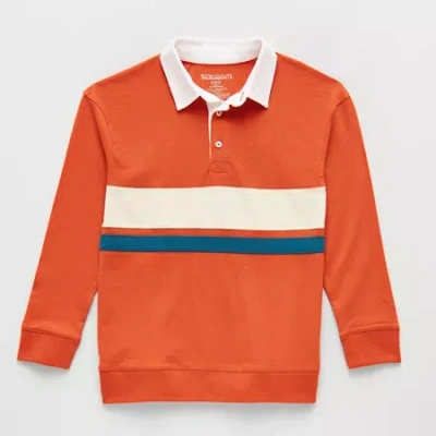 Thereabouts Little & Big Kid Boys Long Sleeve Regular Fit Spread Collar Rugby Shirt In Orange