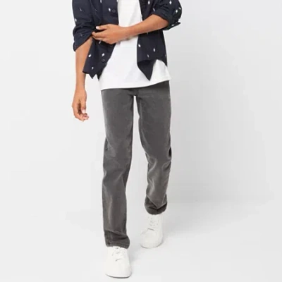 Thereabouts Little & Big Kid Boys Adjustable Waist Stretch Fabric Tapered Leg Relaxed Fit Jean In Gray