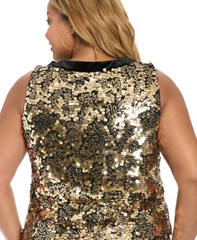 Muse Plus Size Velvet Bow Sequin Tank Top