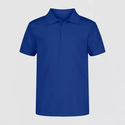 Izod Little & Big Boys Short Sleeve Wrinkle Resistant Moisture Wicking Polo Shirt In Blue