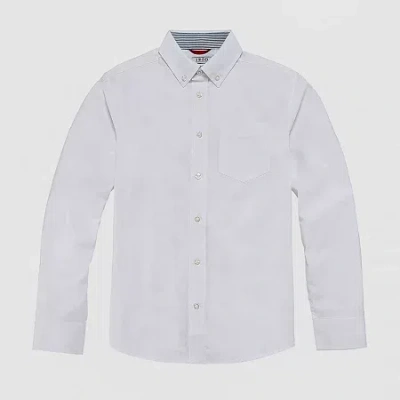 Izod Little & Big Boys Button Down Collar Long Sleeve Dress Shirt In White