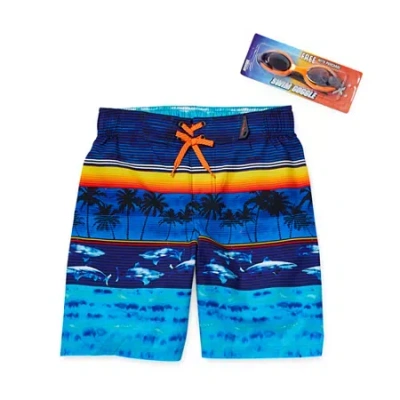 Zeroxposur Above The Knee Big Kid Boys Drawstring Waist Board Shorts In Blue