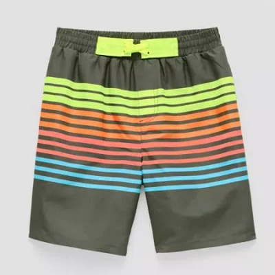 Thereabouts Above The Knee Boys Drawstring Waist Striped Board Shorts In Multi