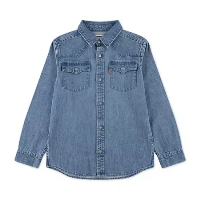 Levi 's Big Kid Boys Long Sleeve Regular Fit Button-down Shirt In Blue