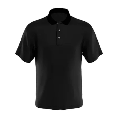 Pga Tour Big Kid Boys Y Neck Short Sleeve Classic Fit Moisture Wicking Polo Shirt In Black