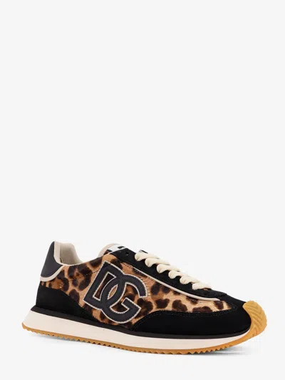 Dolce & Gabbana Women Suede Sneakers With Animal Print In Multi