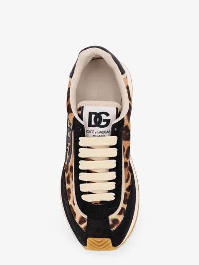 Dolce & Gabbana Women Suede Sneakers With Animal Print In Multi