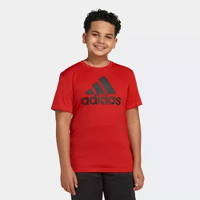 Adidas Originals Big Kid Boys Crew Neck Short Sleeve Regular Fit Graphic T-shirt In Red