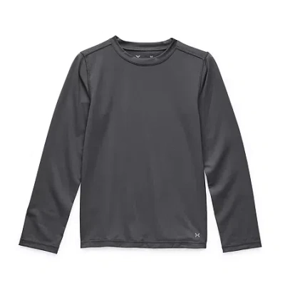 Xersion Little & Big Kid Boys Crew Neck Long Sleeve Active T-shirt In Gray