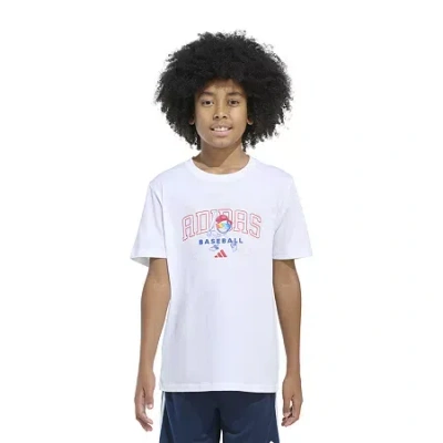 Adidas Originals Big Kid Boys Crew Neck Short Sleeve Regular Fit Graphic T-shirt In White