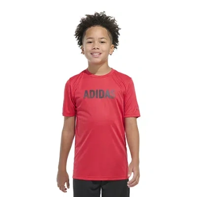 Adidas Originals Big Kid Boys Crew Neck Short Sleeve Regular Fit Graphic T-shirt In Red