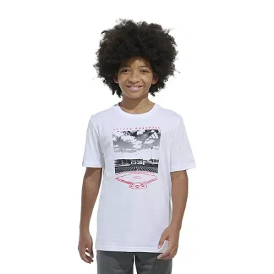 Adidas Originals Big Kid Boys Crew Neck Short Sleeve Regular Fit Graphic T-shirt In White