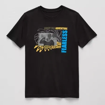 Xersion Little & Big Kid Boys Crew Neck Short Sleeve Regular Fit Graphic T-shirt In Black