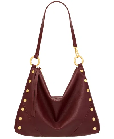 Hammitt Kyle Cherrywood Pebble Brushed Gold Lrg In Burgundy