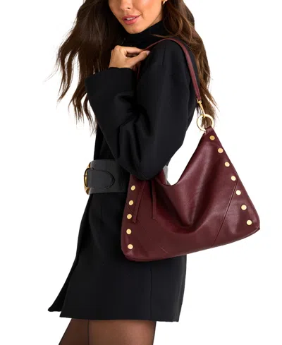 Hammitt Kyle Cherrywood Pebble Brushed Gold Lrg In Burgundy