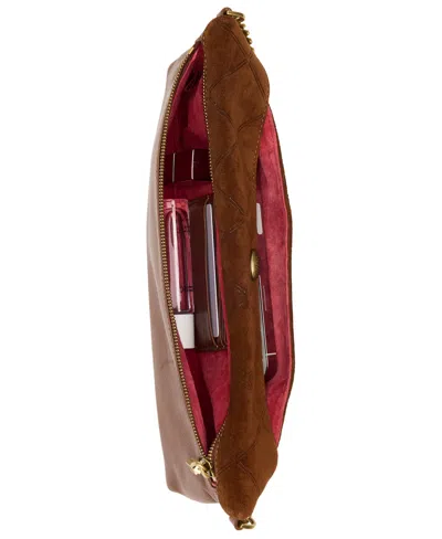 Hammitt Invitation Clutch Chocolate Diamond Suede Antique Gold In Burgundy