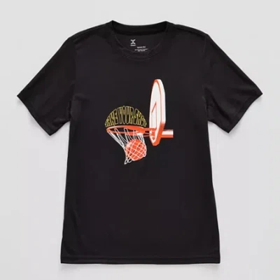 Xersion Performance Little & Big Kid Boys Crew Neck Short Sleeve Regular Fit Graphic T-shirt In Black